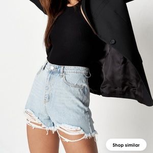 Blue Light Wash High Waisted Denim Shorts